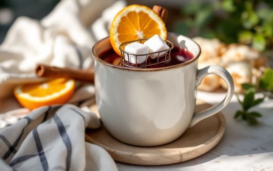 Feuerzangenbowle für die Tasse mit Würfelzucker auf kleiner Zange