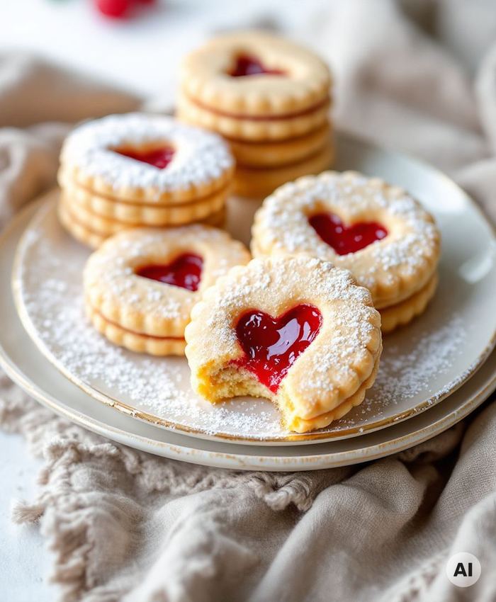 Spitzbuben mit Johannisbeergelee und Puderzucker