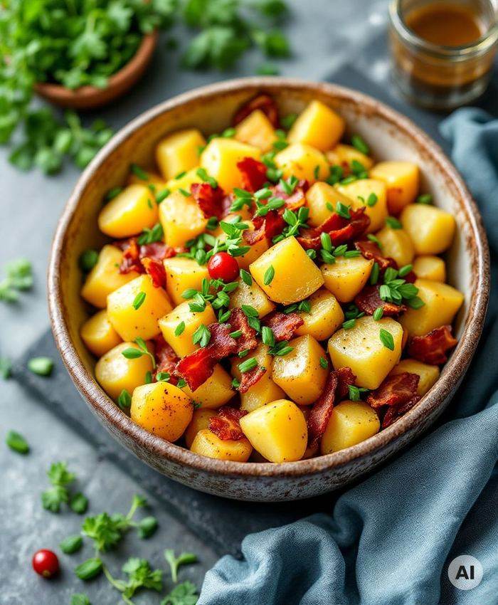 Warmer Kartoffelsalat mit Speck und Zwiebeln