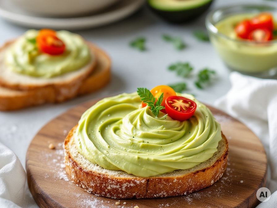 Avocado Cashewcreme mit Tomaten auf Brot Rezept