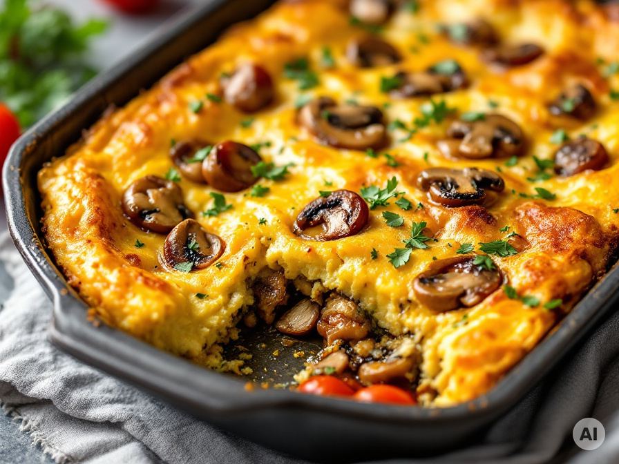 Champignon Kräuter Omelette vom Backblech Rezept