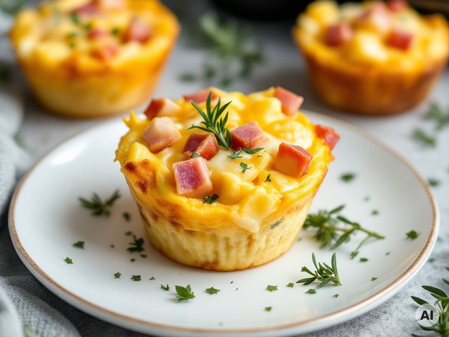 Rührei Muffins mit Schinkenwürfel Rezept