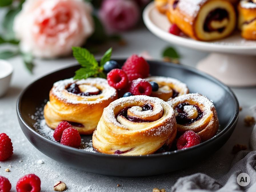 Himbeer Wallnuss Schnecken