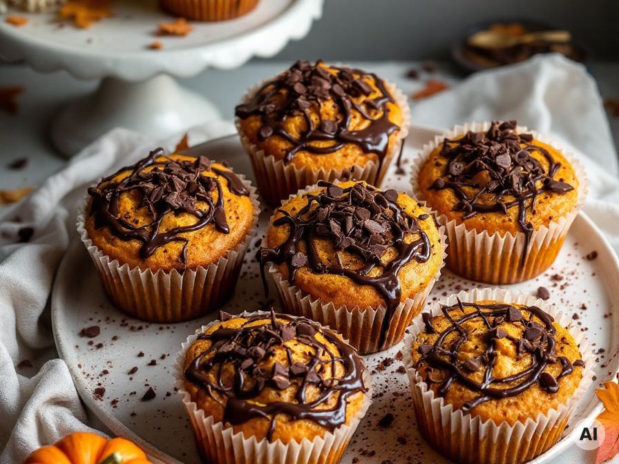 Kürbis-Muffins mit Schokoladentopping Rezept