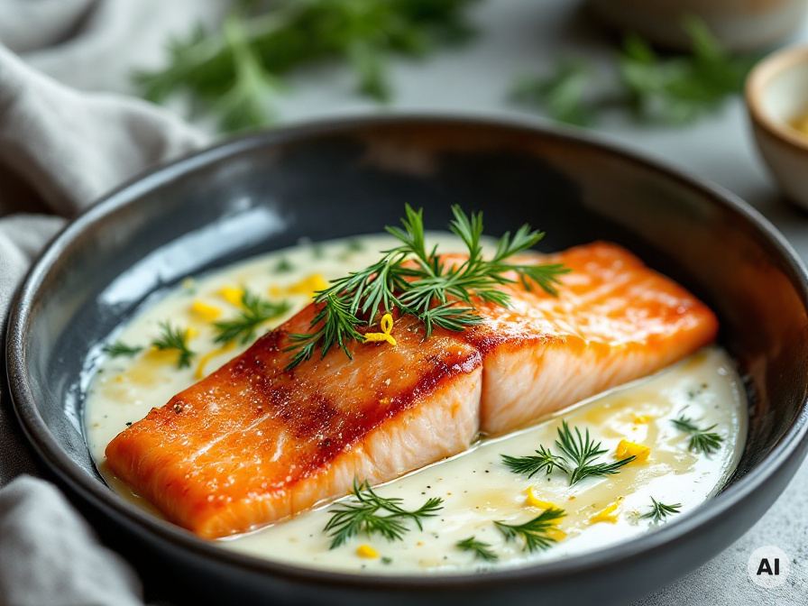 Lachs in Sahnesauce mit Spinat Rezept