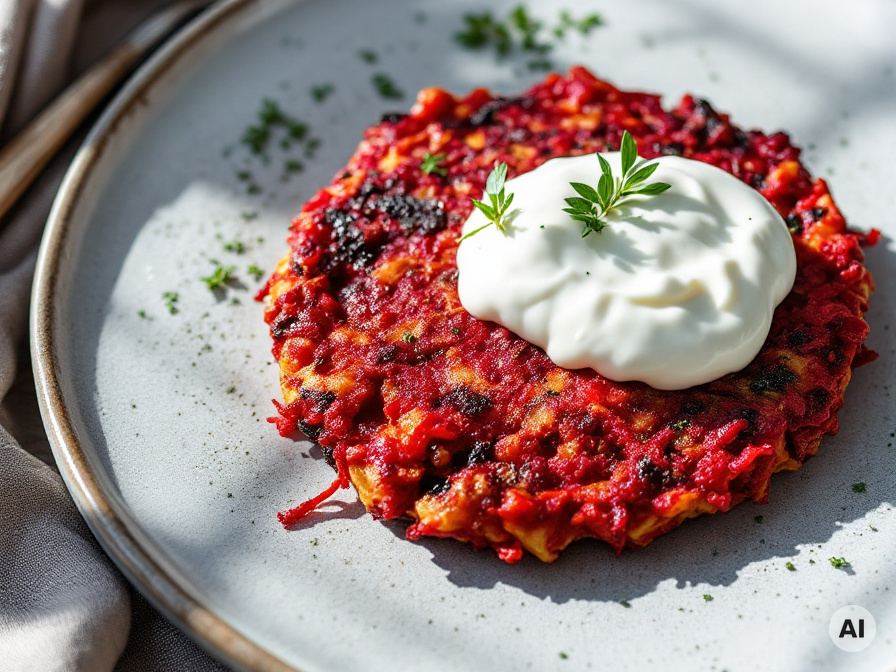 Rote Bete Röstis mit Kräuterjoghurt – Rezept