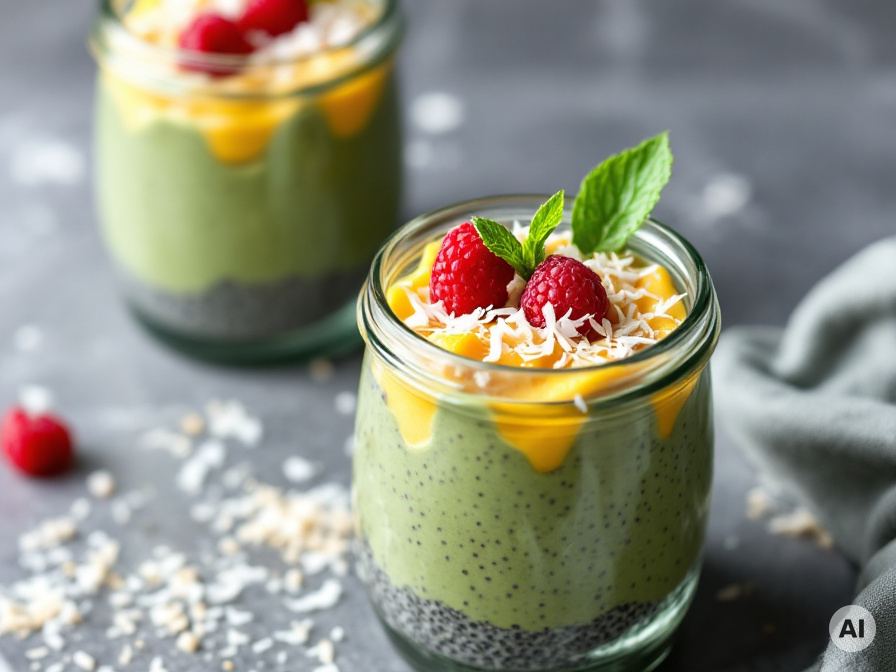 Schnelles Matcha Chia Pudding Rezept