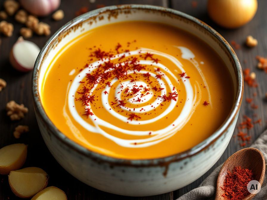 Süßkartoffelsuppe mit Safran – Rezept
