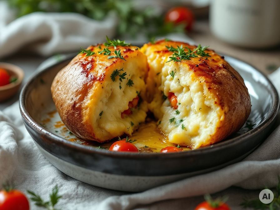 Vegetarisch gefüllte Kartoffeln vom Blech