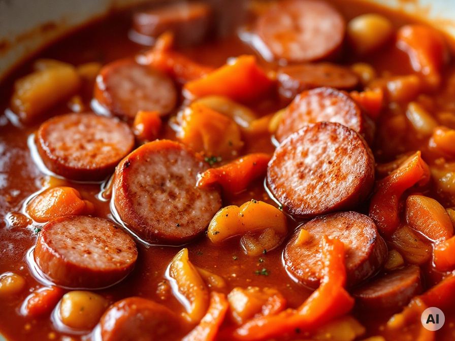 einfaches Würstchengulasch mit Nudeln Rezept