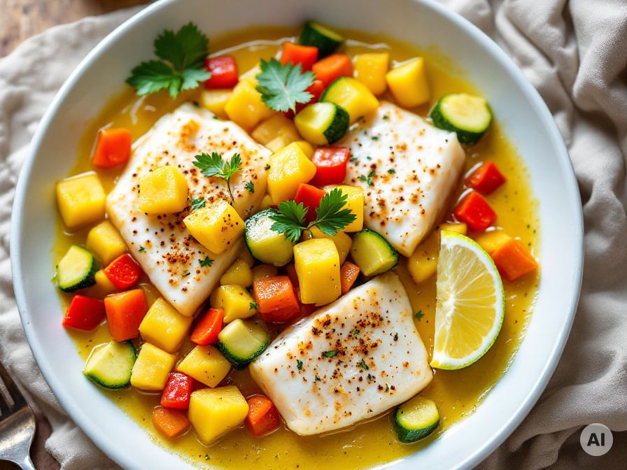 Zander mit Gemüse-Ananas-Curry Rezept